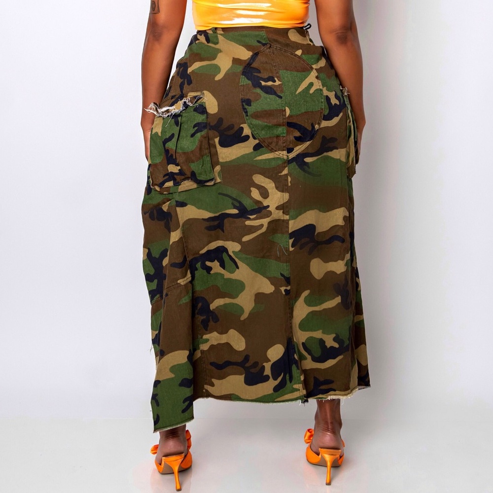 Split leg army skirt